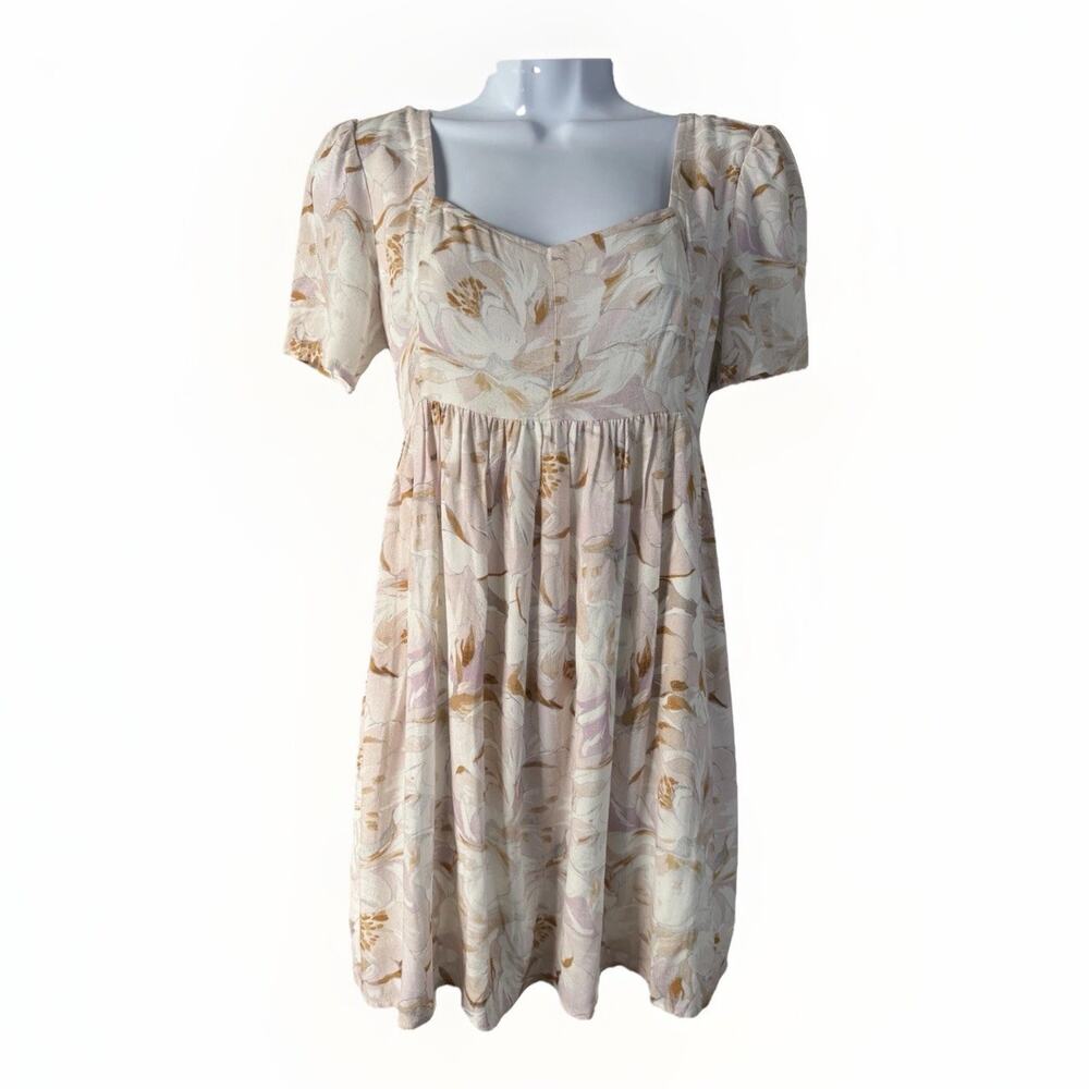 Saltwater Luxe Floral Short Sleeve Dress Womens XS White Pastel Pink Sweetheart‎